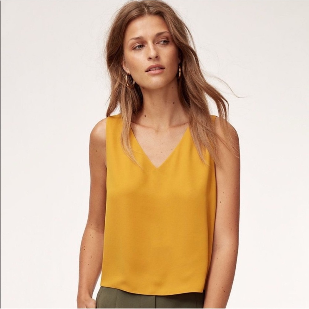 ARITZIA babaton mustard yellow blouse NWT
